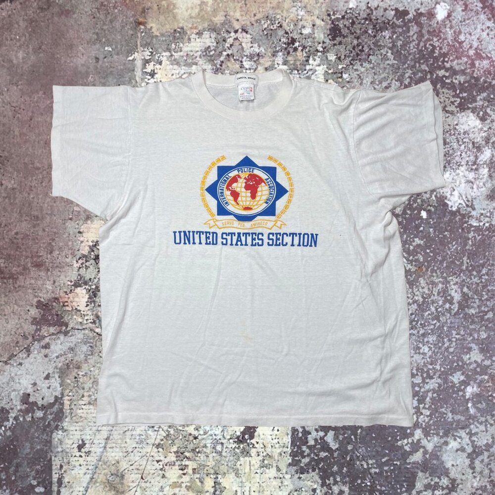 80s United States Section International Police Association Vintage White T-Shirt